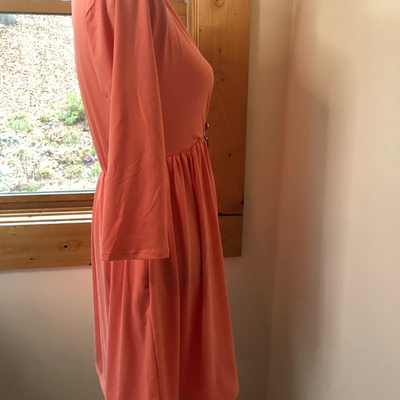 Coral midi dress, pockets 3/4 sleeve polyester - Picture 5 of 12